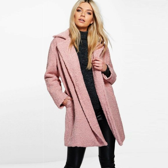 Boohoo Jackets & Blazers - BOOHOO Cosy Pink Winter Teddy Fur Winter Jacket Coat
